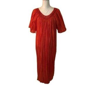 Premier Intimates Plus Lounge Dress Size 1X Crochet Neckline Short Sleeve Orange